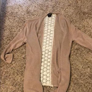 Tan cardigan with lace back